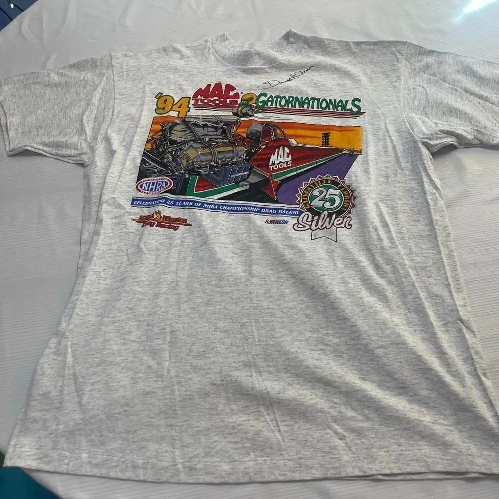 VTG Mac Tools Single Stitch Grey T-Shirt Size XL Signed Rare